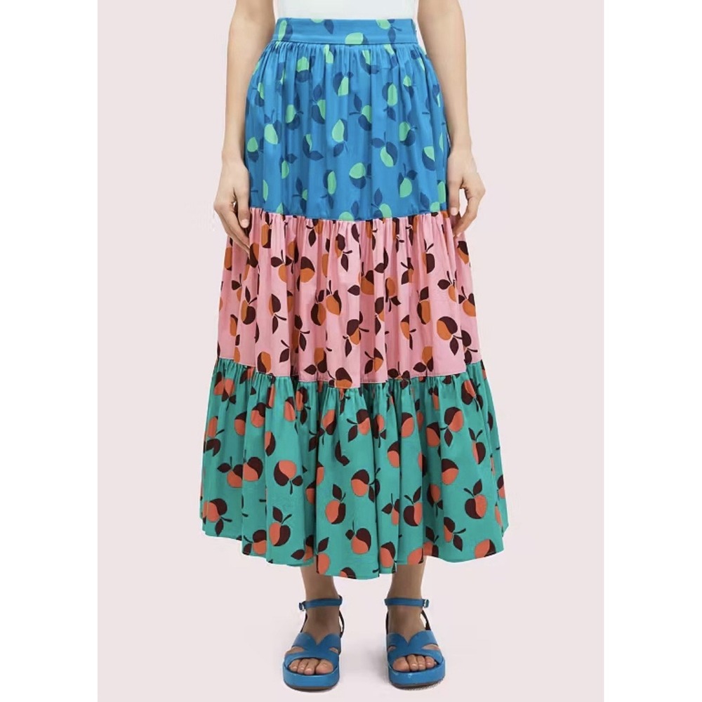KATE SPADE NEWYORK Color block Maxi Prairie Skirt SIZE 2 NWT $398 Cottagecore